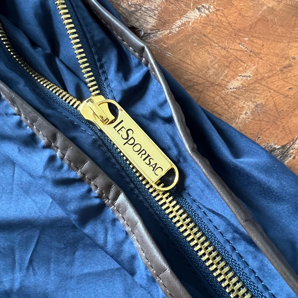 Stella McCartney Gold and Blue Travel Garment Bag with Leather Trim. New!! - Picture 5 of 6